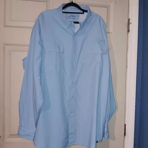 World Wide Sportsman Sky Blue Long Sleeve Vented Fishing Shirt Sz XXL